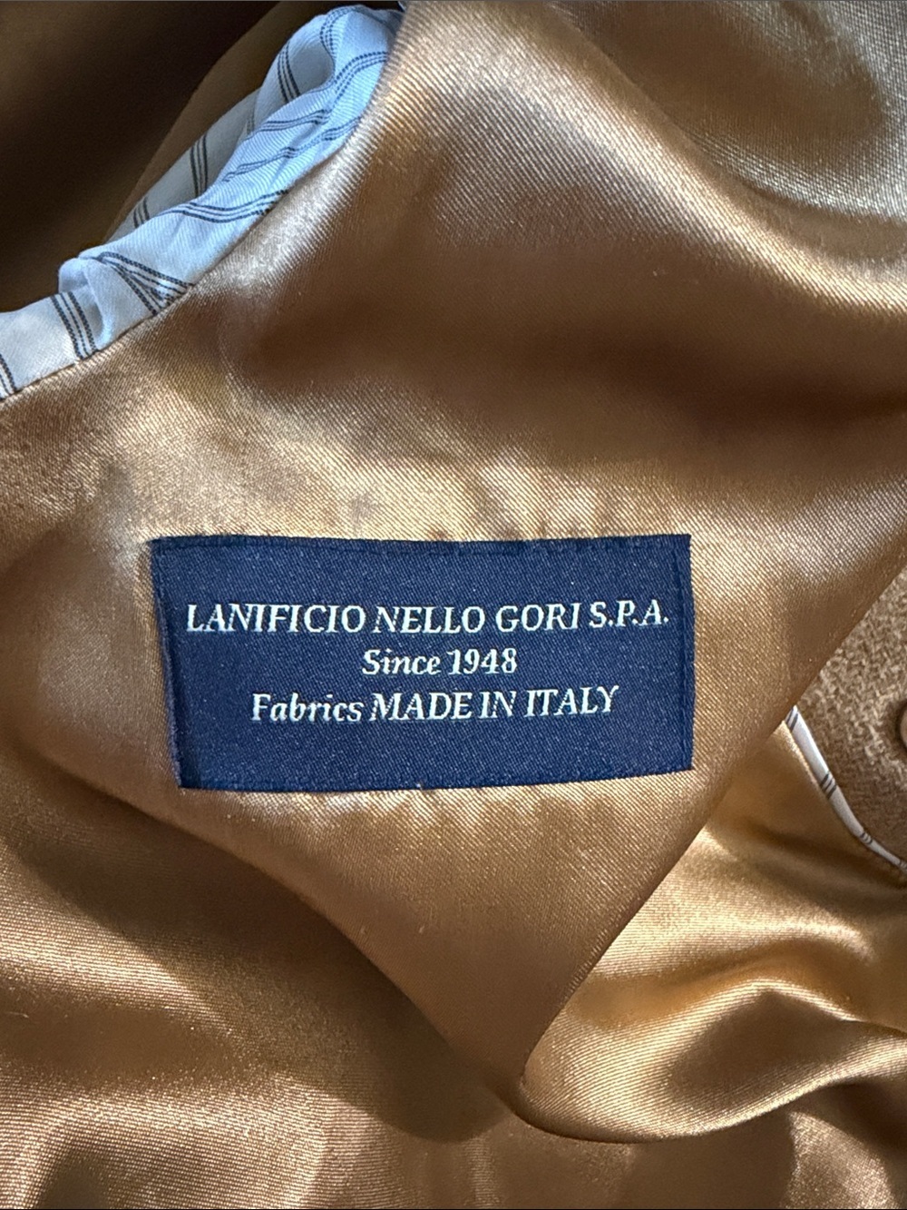 GAP Camel Double-Breasted Wool Blend Lanifico Nello Gori Peacoat Large - Picture 7 of 9